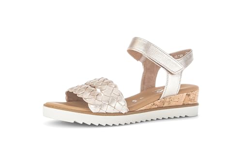 Gabor Damen Keilsandalen, Frauen Sandalen,Leichte Mehrweite (G),Keilabsatz,Wedge-Heel,bequem,flach,Muschel(Kork/crem),38 EU / 5 UK