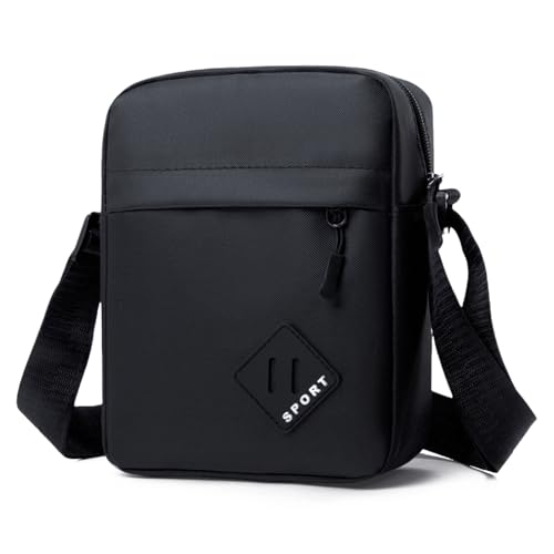 Miniatura 8 de Aucuu Bolso De Hombro, Bolso Bandolera Para Hombre, Bolso De Mensajero Impermeable Con Correa Ajustable Y Múltiples Bolsillos, Para Trabajo, Compras, Escuela, Viajes, Uso Diario -Negro, Vertical