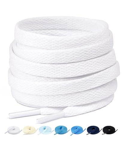 Stepace 2 par platt skosnören för sneakers 60 cm – 200 cm längd 18 färg skosnören vit 120