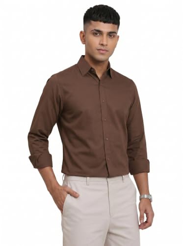 Image of DOXIC Men's Cotton Shirt with Spread Collar Neck Full Sleeves Classic Style Solid Pattern Regular Fit and Standard Length | Formal & Casual Wear Shirts