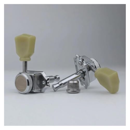 ギターチューニングプラグアクセサリー 1セット 3R 3L ロック弦 ヴィンテージ デラックス エレキギター マシンヘッド チューナー ニッケル/クローム チューニングペグ(Chrome)