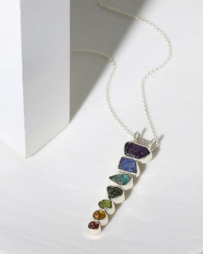 YoTreasure 7 Chakra Necklaces for Women Solid 925 Sterling Silver Pendant/14K Gold Plated Over 925 Sterling Silver Pendant Necklace with Healing Gemstone Jewelry I Gold Plated Healing Chakra Earring3