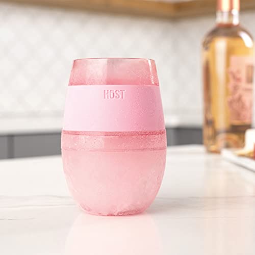 Host Wine Freeze Cooling Cup, Plastic Double Wall Insulated Freezable Drink Chilling Tumbler With Freezing Gel | Wine Glasses For Red And White Wine, Set Of 1, 8.5 Oz, Translucent Pink #TOP7