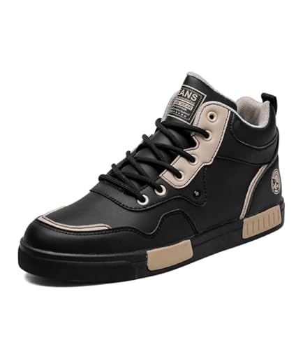 YAXE Men's Casual PU High Top Lace Up Skateboarding Shoes Sports Sneakers