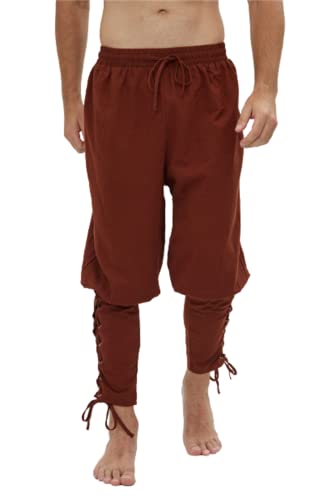 Men's Ankle Banded Pirate Pants Casual Pants for Men Viking Navigator Trousers Loose Stretchy Waist Pants2