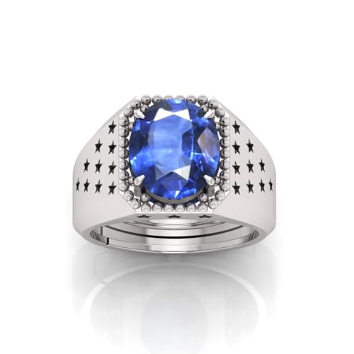 Bague saphir bleu naturel véritable plaqué argent pour éviter les verres ternes - 2
