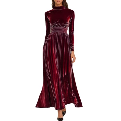 Genérico Vestido Mujer Elegante - Elegante Vestido Largo De Terciopelo con Cintura Cruzada Y Detalle Plisado para Uso Diario Informal