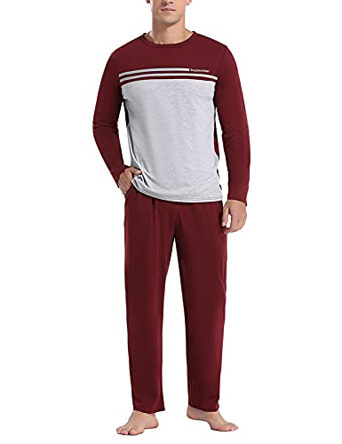 Pijamas Hombre Invierno Algodón Conjunto de Pijamas para Hombre Pijamas Hombre Largo Cómodo y Suave Cover