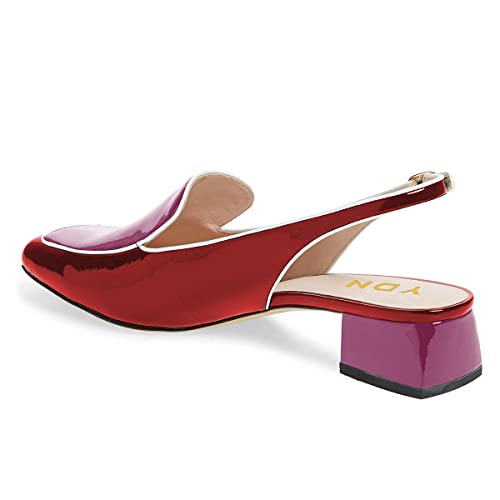 Image of YDN Women Closed Square Toe Block Low Heels Slingback Formal Loafer Dressy Shoes Office Lady Pump Size 4-15 US