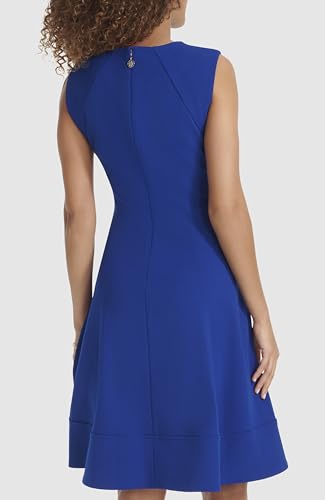 Image of Tommy Hilfiger Women's Sleeveless Jewel Neck Crepe Knee Length A-Line Dress