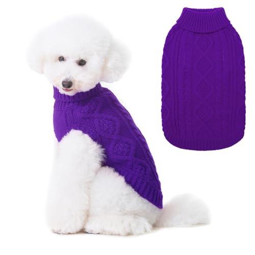 Image of BINGPET Dog Sweater for Small Dogs, Turtleneck Knitted Clothes