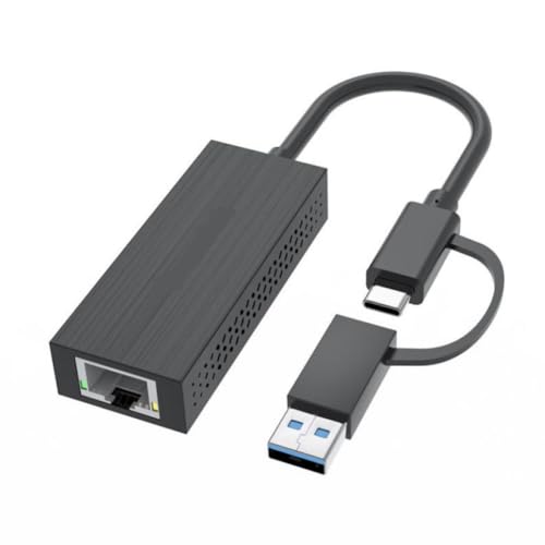 YAJBHnzpt Convertidor LAN USB-C y USB-A a 2500Mbps RJ45 adaptador Ethernet portátil de 2.5 Gigabit compatible con IPadOS (puerto USB A C a 2.5G)
