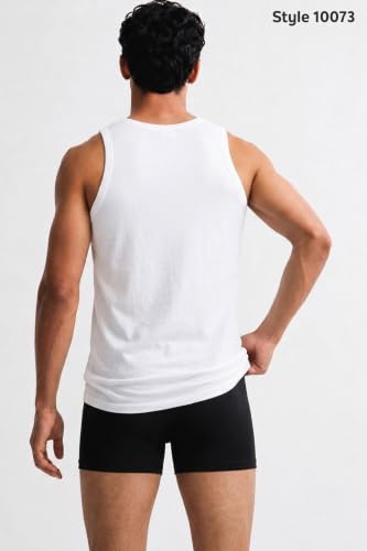 Image of Van Heusen Men's White Cotton Vest |100% Combed Cotton for extra softness | Moisture‑Wicking, Stay‑Fresh Tech, Label‑Free Comfort | Breathable | Ribbed Fabric |Doesn't lose shape |Regular Fit Sleeveless Innerwear Style | 10073
