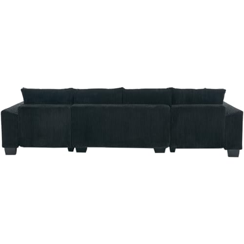Image of ERYE 114-Inch Oversized U-Shaped Sleeper Sectional Sofabed, U Shaped Pull Out Sleeper Couch Symmetrical Convertible Sectional Sofa Bed with Double Chaise Daybed & Toss Pillows