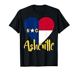 asheville, carolina del nord blue ridge mountains nc bandiera cuore maglietta