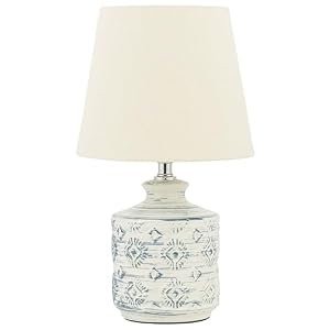 Dekorative Tischleuchte Keramik/Stoff beige Rosanna