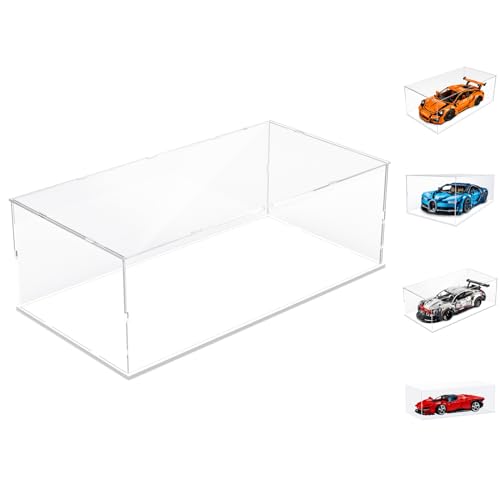 Image of Choowin Acrylic Display Case for Lego Car Display for Lego Porsche 911 McLaren P1 Ferrari SP3 Display Thickened Clear Acrylic Display Cases for Collectibles Assemble Dustproof Display Box(White Base)