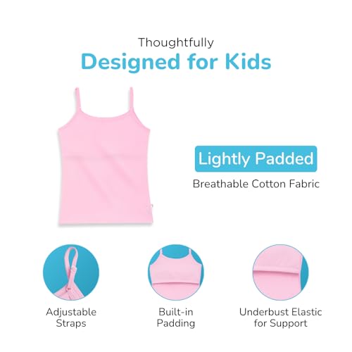 Image of YouGotPlanB Cotton Padded Camisole | Pack of 2 | Ages 8-16 Years | Built-in Light Padding | Full Coverage | Ideal for School