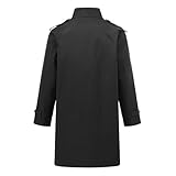 Allthemen Mens Trench Coat Mid Length Business Lapel Jacket Lightweight Windproof Overcoat for Spring Autumn Black M - Image 2