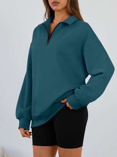 Image of Trendy Queen Women's Oversized Half Zip Fleece Sweatshirts-Cozy Pullover, Sweaters for Fall Winter