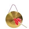 22cm/8.6inch Gong with Mallet Brass Copper Hand Gong Cymbals Portable Brass Tam Tam Gongs Traditional Chinese Percussion Instruments with Round Playing Hammer Orchestra Church Opera #1