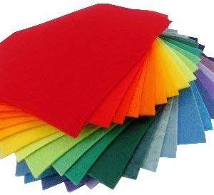 25 Felt Sheets - 6X6 inch Rainbows Colors - Made in USA - Merino Wool Blend Felt - OTR Felt