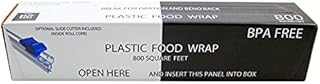 Plastic Food Wrap- 800 SQ. FT. BPA-Free, Slide Cutter Only, Extra Cling And No Mess, Clear
