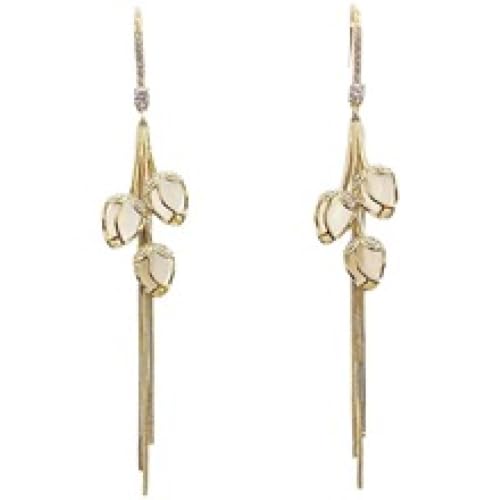 Boucles d'oreilles tulipe style coréen uniques avec franges mobiles