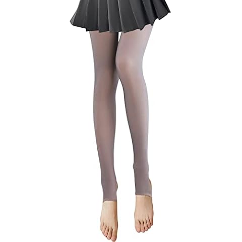 SERAPHY Women Warm Fleece Lined Toeless Tights Pantyhose, 5 Colors Fake Translucent Velvet Winter Thermal Thick Tights for Winter Spring Autumn(40-70KG), Grey Translucent, No Fleece Cover