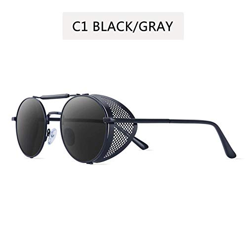 Preisvergleich Produktbild Sonnenbrille Brille Polarisierte Neu Runde Steampunk Sonnenbrille Männer Frauen Mode Metall Brille Brand Design Vintage Sonnenbrille Hochwertige Uv400 C1