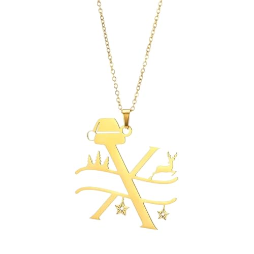 Collier personnalisé lettre AZ acier inoxydable finition or haute brillance