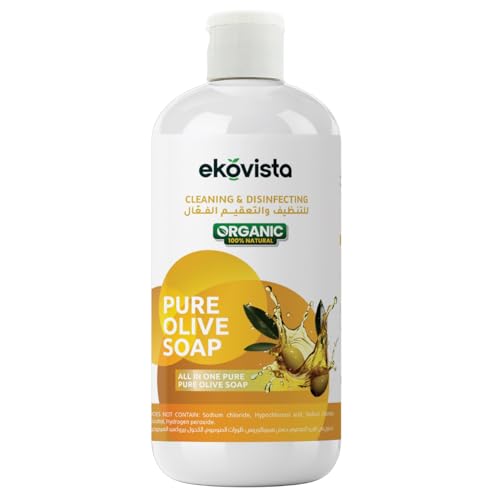 EKOVISTA Pure Olive Oil Castile Soap 500ml Fragrance Free Liquid Cleanser for Gentle Daily Use Non-Toxic & Biodegradable