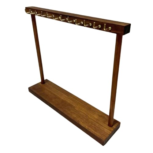 Perfeclan Expositor de Collares, Soporte para Joyas, Base de Madera Antideslizante, Ganchos para Colgar Collares, para tocador, Tienda, Mesa, exhibición, hogar, 12 Ganchos