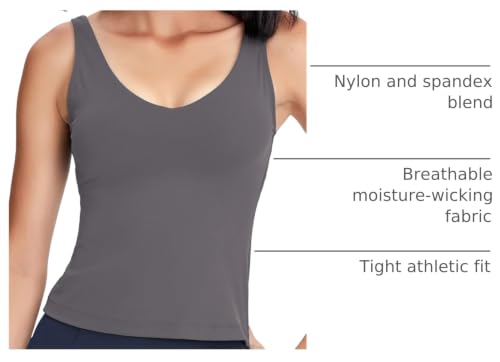 Image of POSHDIVAH Longline Sports Bra Workout Tank Tops | Padded, Removable Pads, Built in bra, Wirefree, Buttery Smooth, Soft, Fitness, Running, Yoga, Wide Straps, U-back
