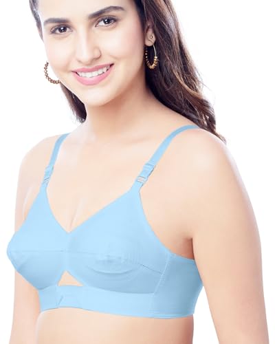 Image of Brida Sajini Women's Cotton Round Stitch Bra | Full Coverage | Single Layered | Non-Padded | Wireless | Saree Bra for Heavy Bust | Daily Use | Combo