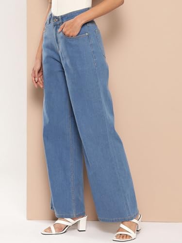 Image of Vogaan Women's High Waist Jeans || Flared Bell Bottom Bootcut Pants || Wide Leg Denim - Perfect for Travel, Party & Everyday Use