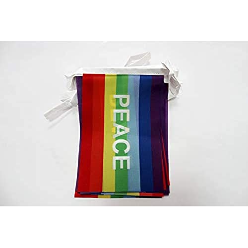 Image of AZ FLAG Rainbow Peace letter 6 meters BUNTING Flag 20 flags 9'' x 6'' - Peace STRING flags 15 x 21 cm