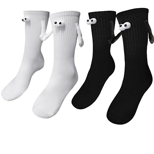 SUUYOO Magnetic Hand Holding Socks Funny Socks for Women Men Crazy Silly Sock for Kids Cute Couple Friendship Sister White Elephant Novelty Gifts