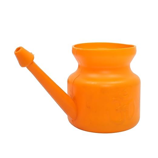 Manikaran lastic Neti Pot Om Print 450ml (Orange) (450 ml, Orange)