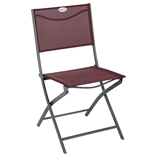 Hespéride HES-165409 Chaise Pliante extérieur Modula Bordeaux, Acier traité époxy, Marsala/Graphite, Taille Unique