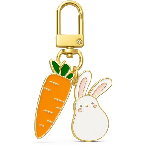 Porte-Clés Lapin – Porte-Cléf Bunny et Charme de Sac pour Femmes avec Pendentif Carotte et Décorations à Double Suspension, Cadeaux de Porte-Clé Mignons...