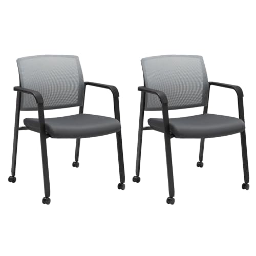 Image of CLATINA Waiting Room Chair, Stackable Office Reception Chairs, Grey, 2 PK