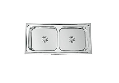 Image of CROCODILE 304 Grade Stainless Steel Double Bowl Kitchen Sink (45 inch x 20 inch x 9 inch, Glossy Finish)