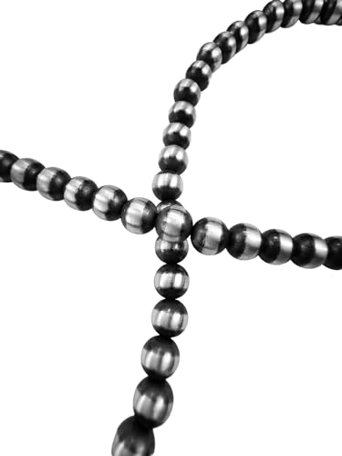 Navajo Pearls Necklace • Beaded Necklace • 925 Sterling Silver • Sterling Silver Beads Necklace (20, 8mm Round)4