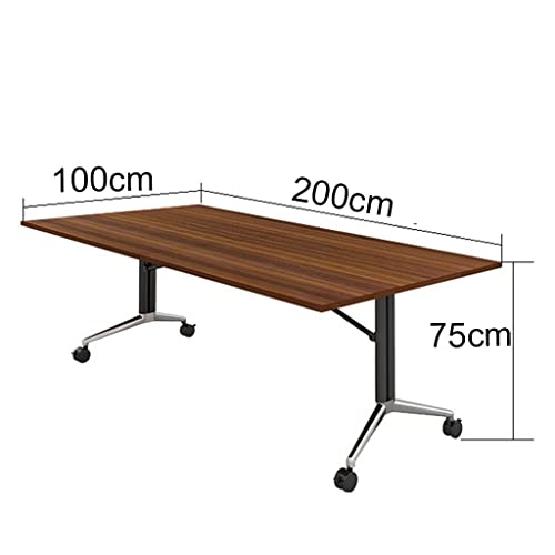 Guinjo Flip Top Mobile Training Table With Modesty And Lockable Wheels, For Conference Rooms,Training Rooms,Media Centers,Classrooms (Color : Brown, Size : 200 * 100 * 75Cm) #TOP3