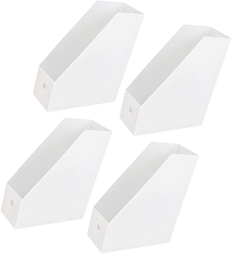 2 soportes de plástico blanco para revistas, organizador de archivos de escritorio para almacenamiento de oficina, estante de archivos de pie para