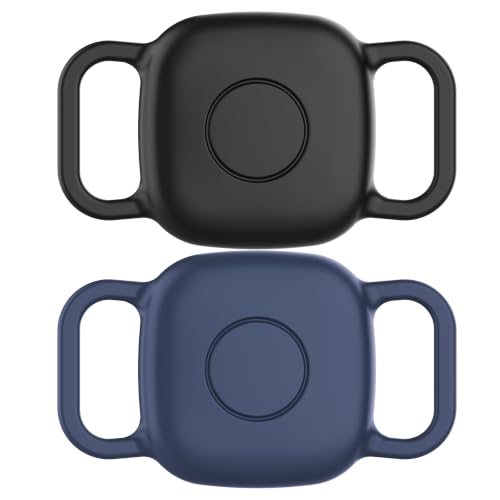 DDJ Waterproof Dog Collar Holder for Life360 Tile Mate Tracker, 2-Pack Durable Silicone Cover, Anti Lost for Life 360 Tile Tracker Case for Cat & pet Collars, Easy Installation, Black,Blue