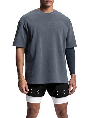 T-shirt athlétique homme col rond respirant et anti-transpiration pour le fitness Navy Blue XL