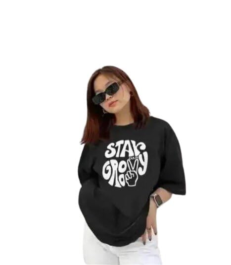 Image of Women's Oversized Lavender T-Shirt - Fashionable Cotton Sinker Biowash. This Stylish Oversized tee is Crafted from Soft,