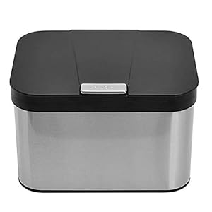 Compost Bin for Kitchen Countertop, Compost Bucket Indoor Kitchen Sealed, Food Waste Caddy, 1.13 Gallon Kitchen Compost Container with Lid, Compact and Easy Clean, Black Matte
